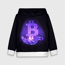 Толстовка-худи детская BITCOIN IN HAND БИТКОИН, цвет: 3D-белый