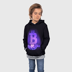 Толстовка-худи детская BITCOIN IN HAND БИТКОИН, цвет: 3D-меланж — фото 2
