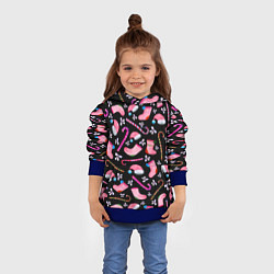 Толстовка-худи детская Новогодняя ночь, акварельный узор, цвет: 3D-синий — фото 2