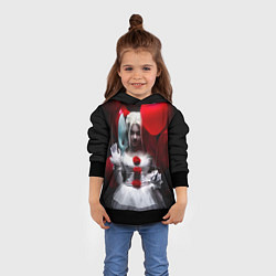 Толстовка-худи детская Плохая девочка с красными шарами, цвет: 3D-черный — фото 2