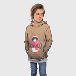 Толстовка-худи детская Акварельный енотик, цвет: 3D-меланж — фото 2