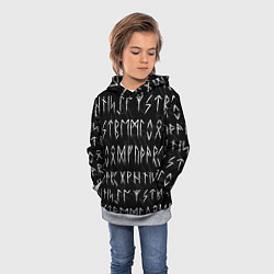 Толстовка-худи детская СЛАВЯНСКИЕ СКАНДИНАВСКИЕ РУНЫ РУНИЧЕСКИЙ АЛФАВИТ, цвет: 3D-меланж — фото 2