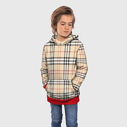 Толстовка-худи детская Клетчатый принт в стиле Burberry, цвет: 3D-красный — фото 2