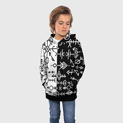 Толстовка-худи детская ДРЕВНИЕ СЛАВЯНСКИЕ РУНЫ, цвет: 3D-черный — фото 2