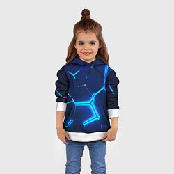 Толстовка-худи детская 3D ПЛИТЫ NEON STEEL НЕОНОВЫЕ ПЛИТЫ, цвет: 3D-белый — фото 2