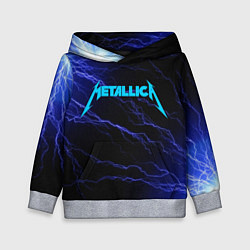 Толстовка-худи детская METALLICA BLUE FLASH МЕТАЛЛИКА СИНИЕ МОЛНИИ, цвет: 3D-меланж