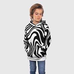 Толстовка-худи детская Черно-белые полосы Black and white stripes, цвет: 3D-белый — фото 2