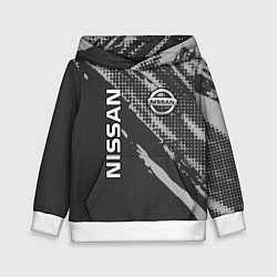 Толстовка-худи детская Nissan Car Ниссан, цвет: 3D-белый