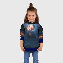 Толстовка-худи детская ТЫКВИННЫЙ МОНСТР В ТУМАНЕ ХЕЛЛОУИН, цвет: 3D-синий — фото 2