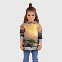 Толстовка-худи детская Шторм в море девятый вал, цвет: 3D-меланж — фото 2