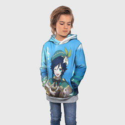 Толстовка-худи детская Венти Genshin Impact, цвет: 3D-меланж — фото 2