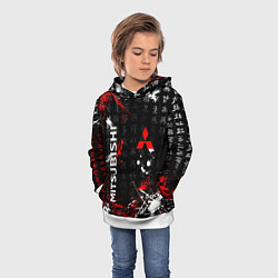 Толстовка-худи детская Японские символы Митсубиси, цвет: 3D-белый — фото 2