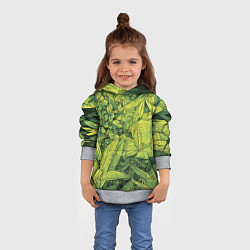 Толстовка-худи детская Растительная жизнь - Хоста, цвет: 3D-меланж — фото 2