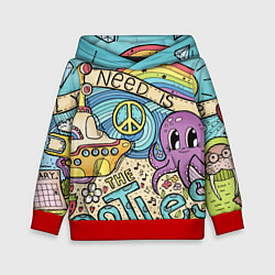 Толстовка-худи детская All you need is The Beatles, цвет: 3D-красный