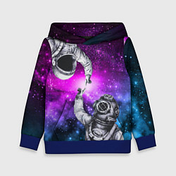 Толстовка-худи детская Космонавт и водолаз - сотворение, цвет: 3D-синий