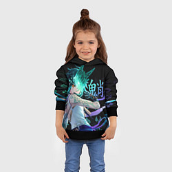 Толстовка-худи детская Genshin Impact: Сяо, цвет: 3D-черный — фото 2