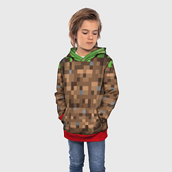 Толстовка-худи детская ЗЕМЛЯ DIRT MINECRAFT, цвет: 3D-красный — фото 2