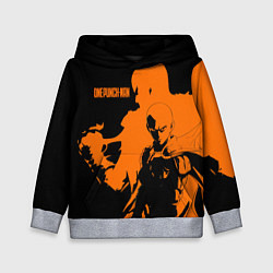 Толстовка-худи детская Сайтама образ в силуэте One Punch-Man, цвет: 3D-меланж