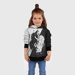 Толстовка-худи детская ИНЬ ЯНЬ ВОЛКИ ЧЁРНО БЕЛЫЙ, цвет: 3D-черный — фото 2