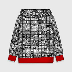 Толстовка-худи детская Geometry Dash: BW Pattern, цвет: 3D-красный