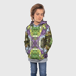 Толстовка-худи детская Коллекция Фрактальная мозаика Фиолетово-зеленый, цвет: 3D-меланж — фото 2