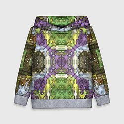 Толстовка-худи детская Коллекция Фрактальная мозаика Фиолетово-зеленый, цвет: 3D-меланж