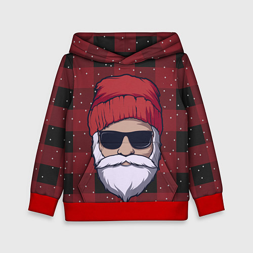 Детская толстовка SANTA HIPSTER САНТА ХИПСТЕР / 3D-Красный – фото 1