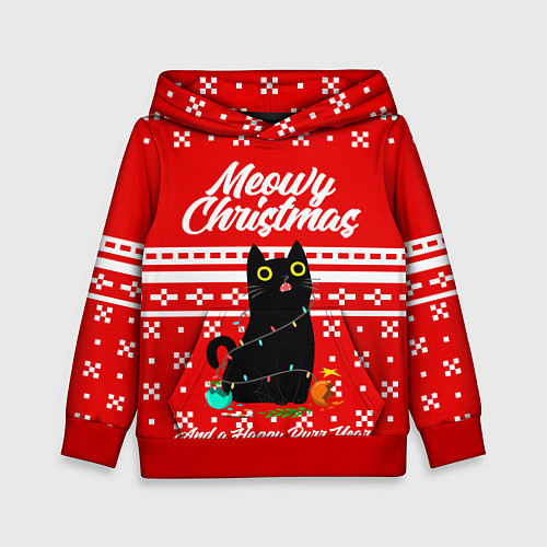 Детская толстовка MEOW CHRISTMAS / 3D-Красный – фото 1