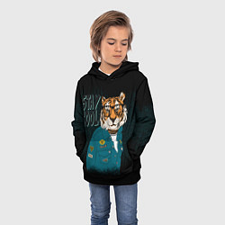 Толстовка-худи детская Крутой фурри тигр, цвет: 3D-черный — фото 2