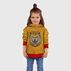 Толстовка-худи детская Голова свирепого тигра, цвет: 3D-красный — фото 2