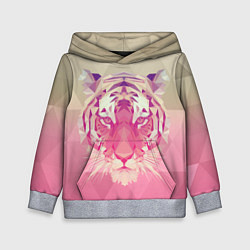 Толстовка-худи детская Тигр лоу поли, цвет: 3D-меланж