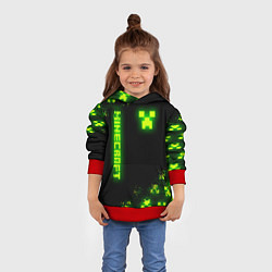Толстовка-худи детская MINECRAFT NEON LOGO CREEPER, цвет: 3D-красный — фото 2