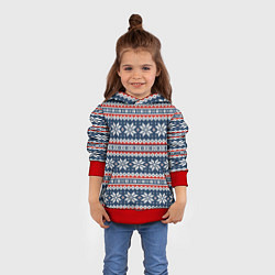 Толстовка-худи детская Knitted Christmas Pattern, цвет: 3D-красный — фото 2