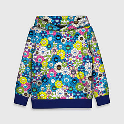 Толстовка-худи детская Takashi Murakami Улыбающиеся цветы, цвет: 3D-синий