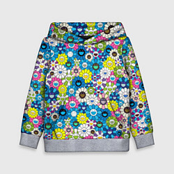 Толстовка-худи детская Takashi Murakami Улыбающиеся цветы, цвет: 3D-меланж