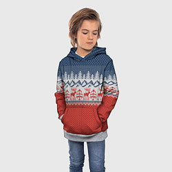 Толстовка-худи детская ВЯЗАНЫЙ УЗОР С ОЛЕНЯМИ, цвет: 3D-меланж — фото 2