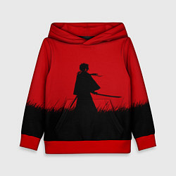 Толстовка-худи детская Самурай в поле, цвет: 3D-красный