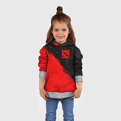 Толстовка-худи детская DOTA 2 RED LOGO, БРЫЗГИ КРАСОК, цвет: 3D-меланж — фото 2
