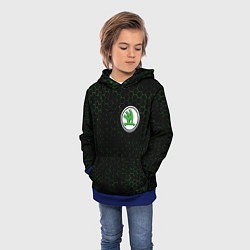 Толстовка-худи детская SKODA - Соты, цвет: 3D-синий — фото 2