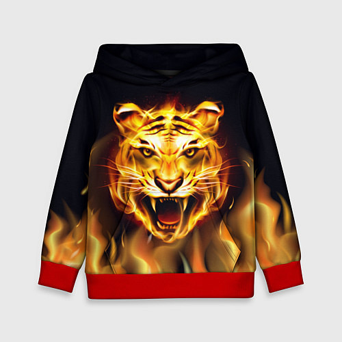 Детская толстовка Тигр В Пламени / 3D-Красный – фото 1