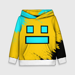 Толстовка-худи детская GEOMETRY DASH SMILE БРЫЗГИ КРАСОК, цвет: 3D-белый