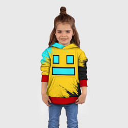 Толстовка-худи детская GEOMETRY DASH SMILE БРЫЗГИ КРАСОК, цвет: 3D-красный — фото 2