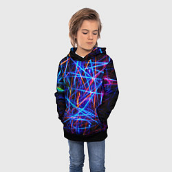 Толстовка-худи детская NEON LINES Glowing Lines Effect, цвет: 3D-черный — фото 2
