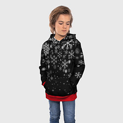 Толстовка-худи детская Снежинки - С Новый год, цвет: 3D-красный — фото 2