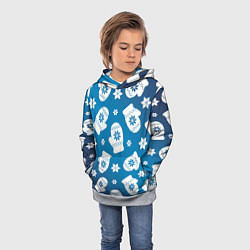 Толстовка-худи детская Новогодние варежки паттерн, цвет: 3D-меланж — фото 2