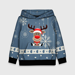 Толстовка-худи детская New Years Deer, цвет: 3D-черный