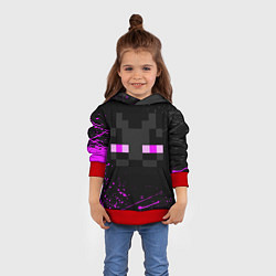Толстовка-худи детская MINECRAFT ЭНДЕРМЕН ЛИЦО, БРЫЗГИ КРАСОК, цвет: 3D-красный — фото 2