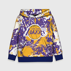 Толстовка-худи детская LAKERS ФИРМЕННЫЕ ЦВЕТА БРЫЗГИ КРАСОК LA, цвет: 3D-синий