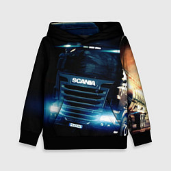 Толстовка-худи детская SCANIA Дальнобой 2022, цвет: 3D-черный