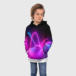 Толстовка-худи детская Лучи света pink theme, цвет: 3D-белый — фото 2